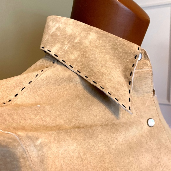 KAREN KANE LEATHER BLOUSE - SZ S ⭐ FANCY - Picture 2 of 8